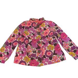OshKosh Genuine Kids Girls 4T Floral Button Front Jacket Pink Purple Flowers